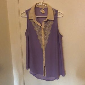 Love on tap purple lace sleeveless blouse